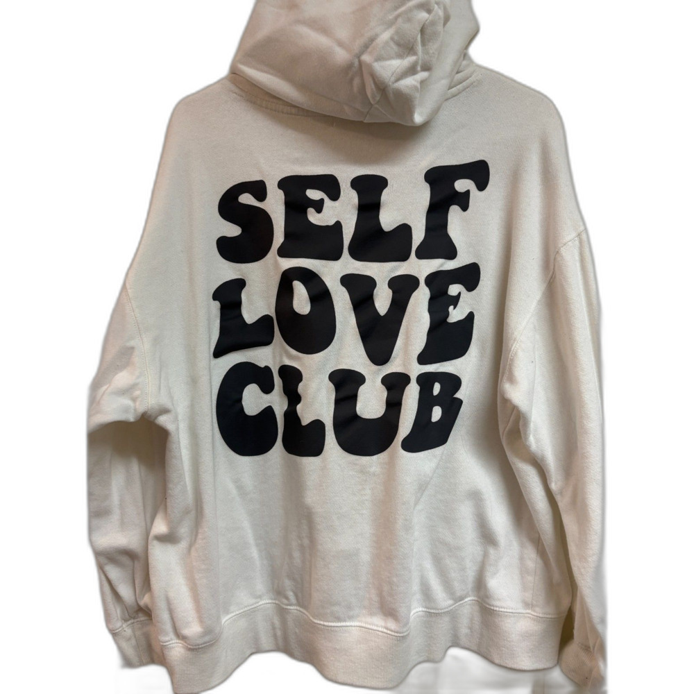 Ultra Flirt White "Self Love Club" Groovy Graphic Hoodie